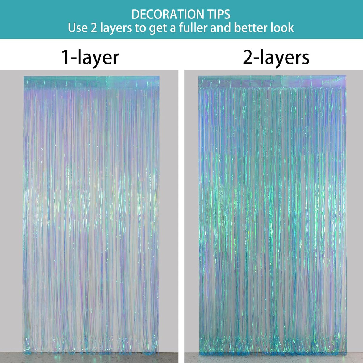 Melsan Fringe Backdrop Birthday Party Streamer Decorations - 2 Pack 3.2 x 6.5 ft Tinsel Backdrop
