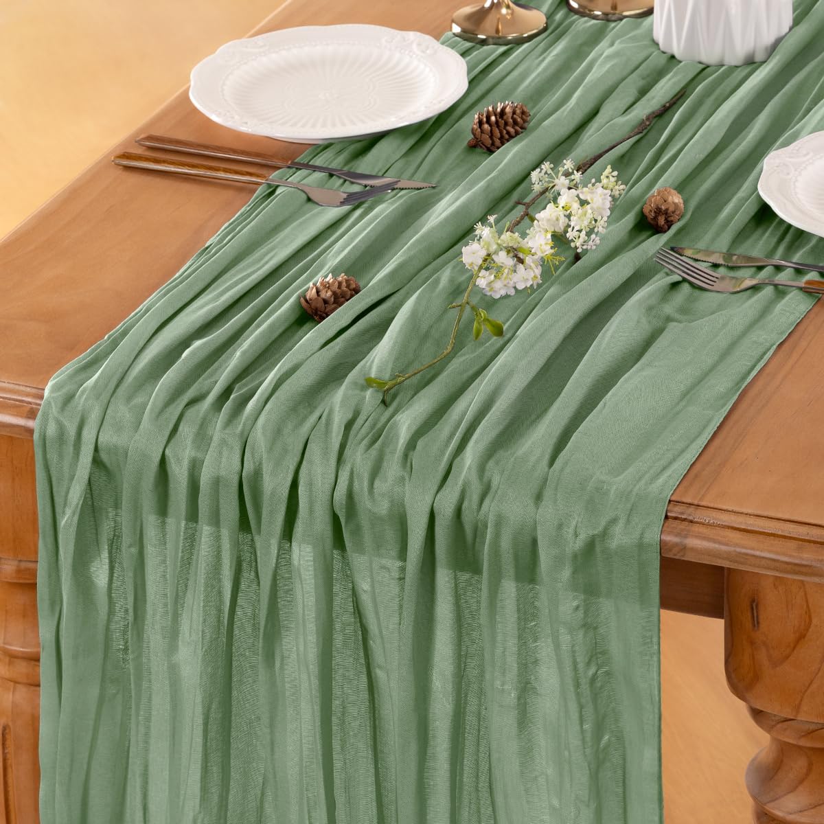 Sage Green Table Runner Cheesecloth Table Runner 10FT Farmhouse Table Runners 120 Inches Fall Table