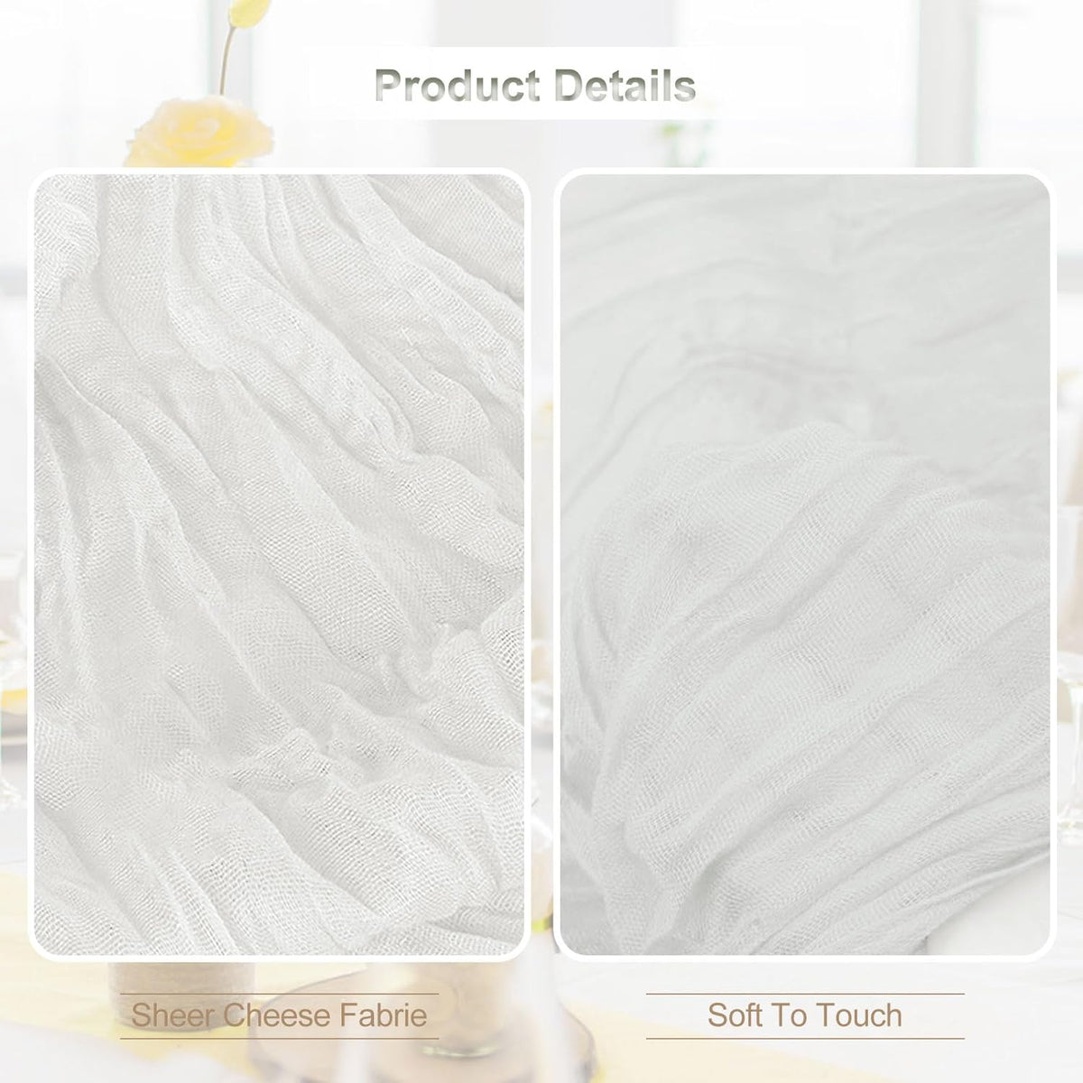 6 Pack White Cheesecloth Table Runner 35x120 Inch 10Ft Rustic Gauze Cheese Cloth Thanksgiving Table
