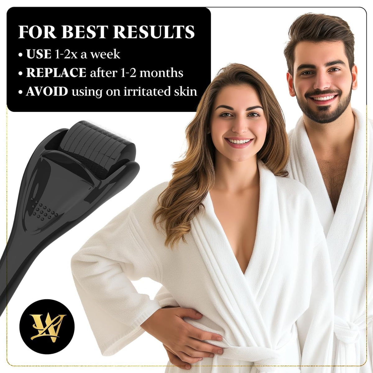 Derma Roller for Skin, Hair & Beard – Women and Men Titanium Microneedling Roller for Face & Scalp