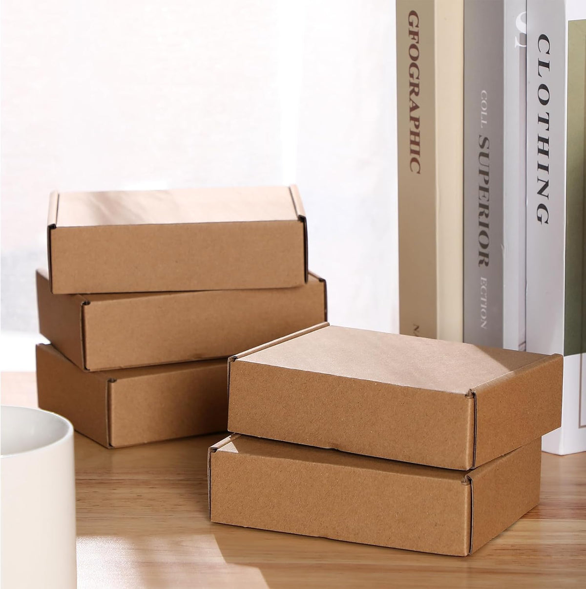Qilery 100 Pcs Shipping Boxes Cardboard Gift Corrugated Cardboard Brown Boxes Mailer Packaging for