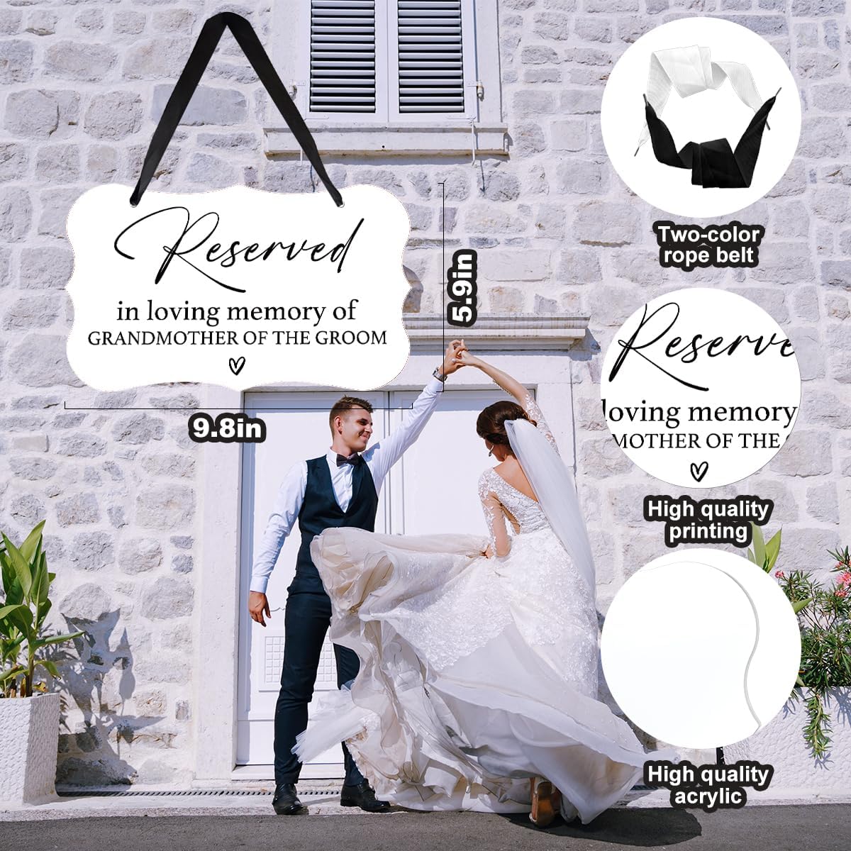 Acrylic Wedding Sign, Ring Bearer Sign, Reserved Seating Signs, for Grandmother of The Groom