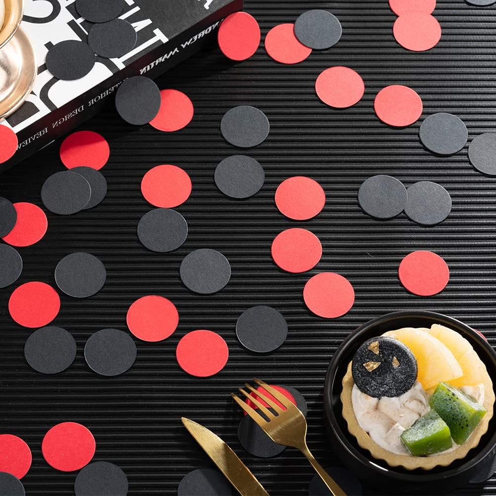 Black and Red Confetti Table Decoration for Graduation Birthday Halloween Casino Bachelor
