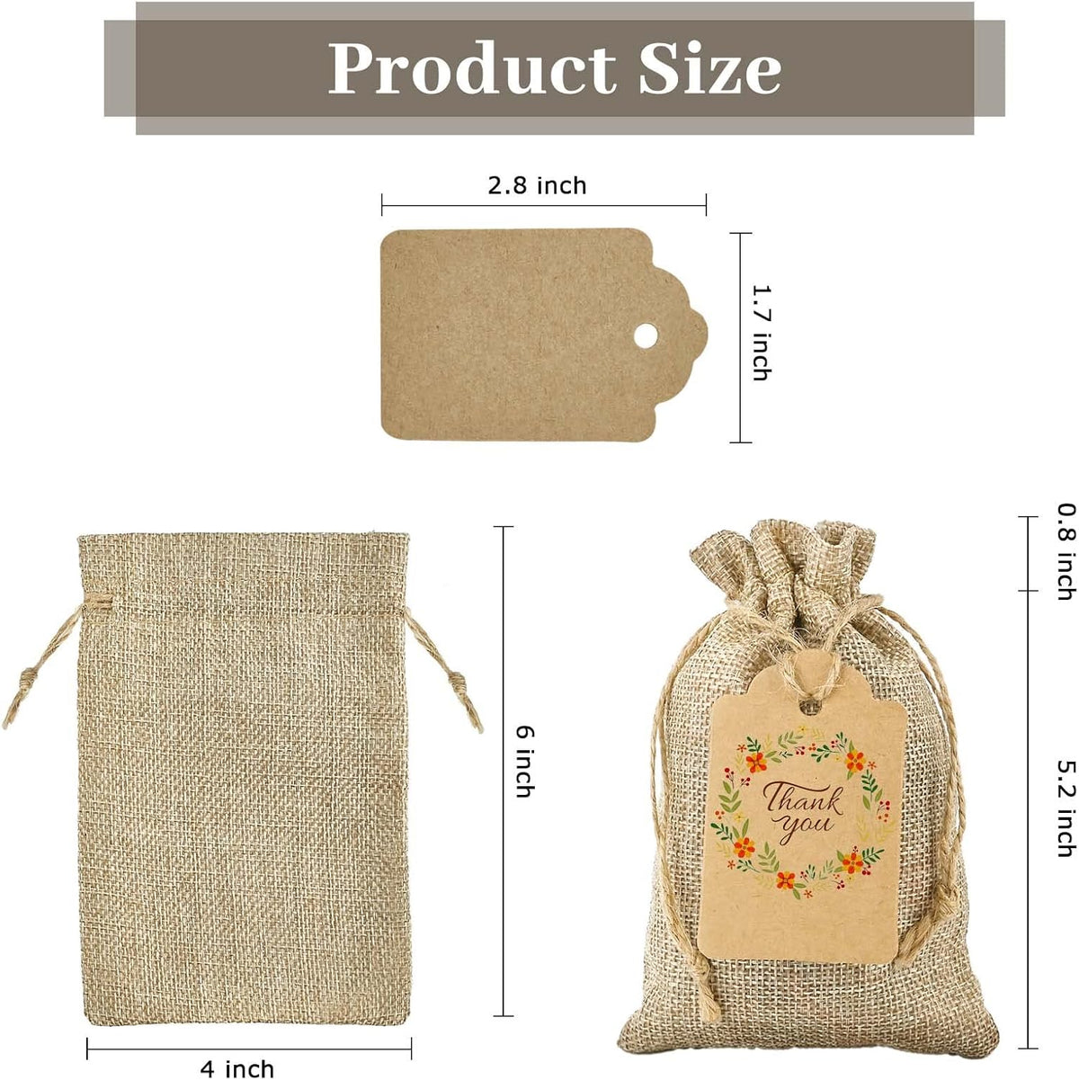 Jutieuo 25pcs Small Burlap Bags with Drawstring - 4x6 Inch Reusable Premium Linen Sacks Bags with