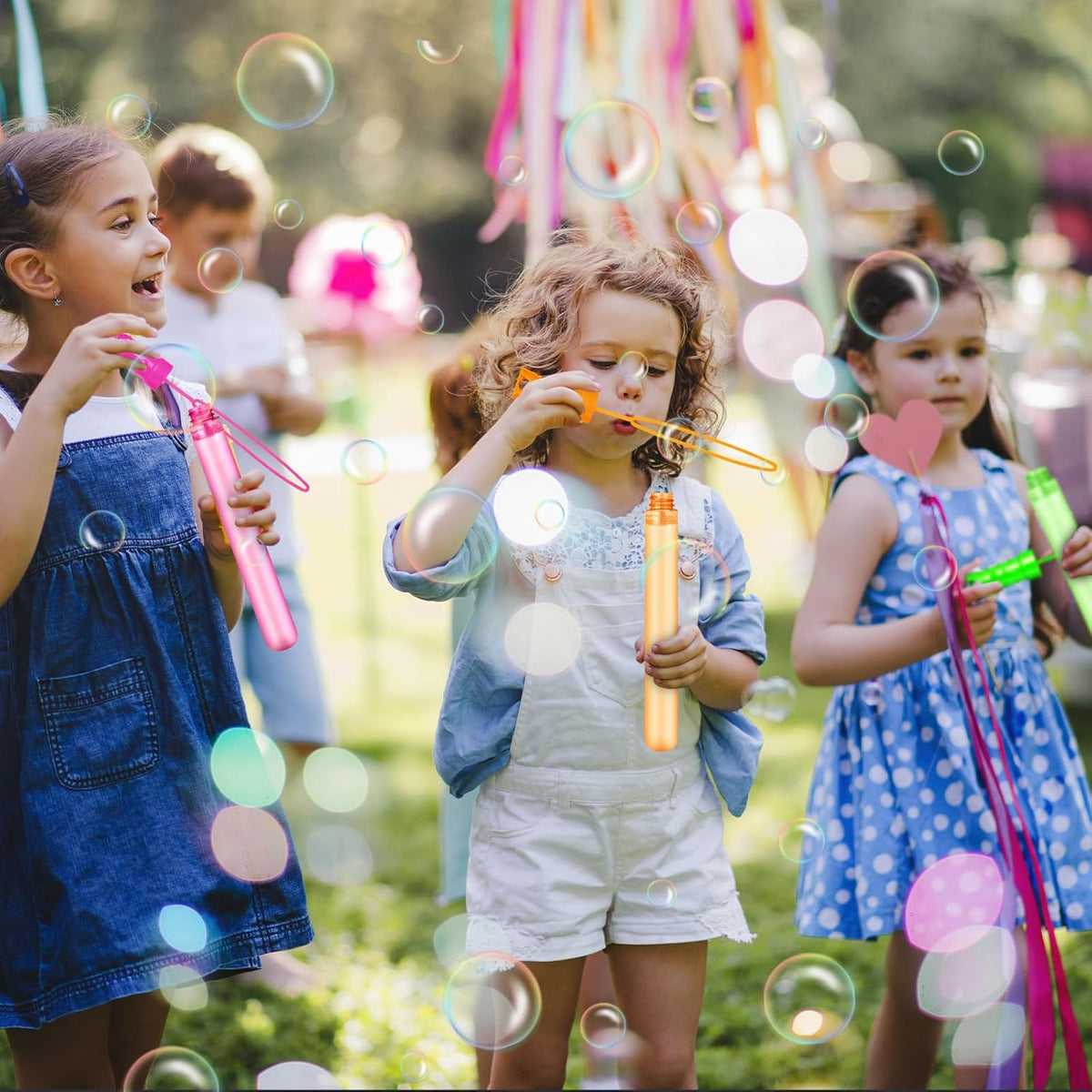 Bubble Wand, 48 Pcs Bubble Wands Bulk in 6 Colors, Bubble Party Favors for Kids, Summer Toys