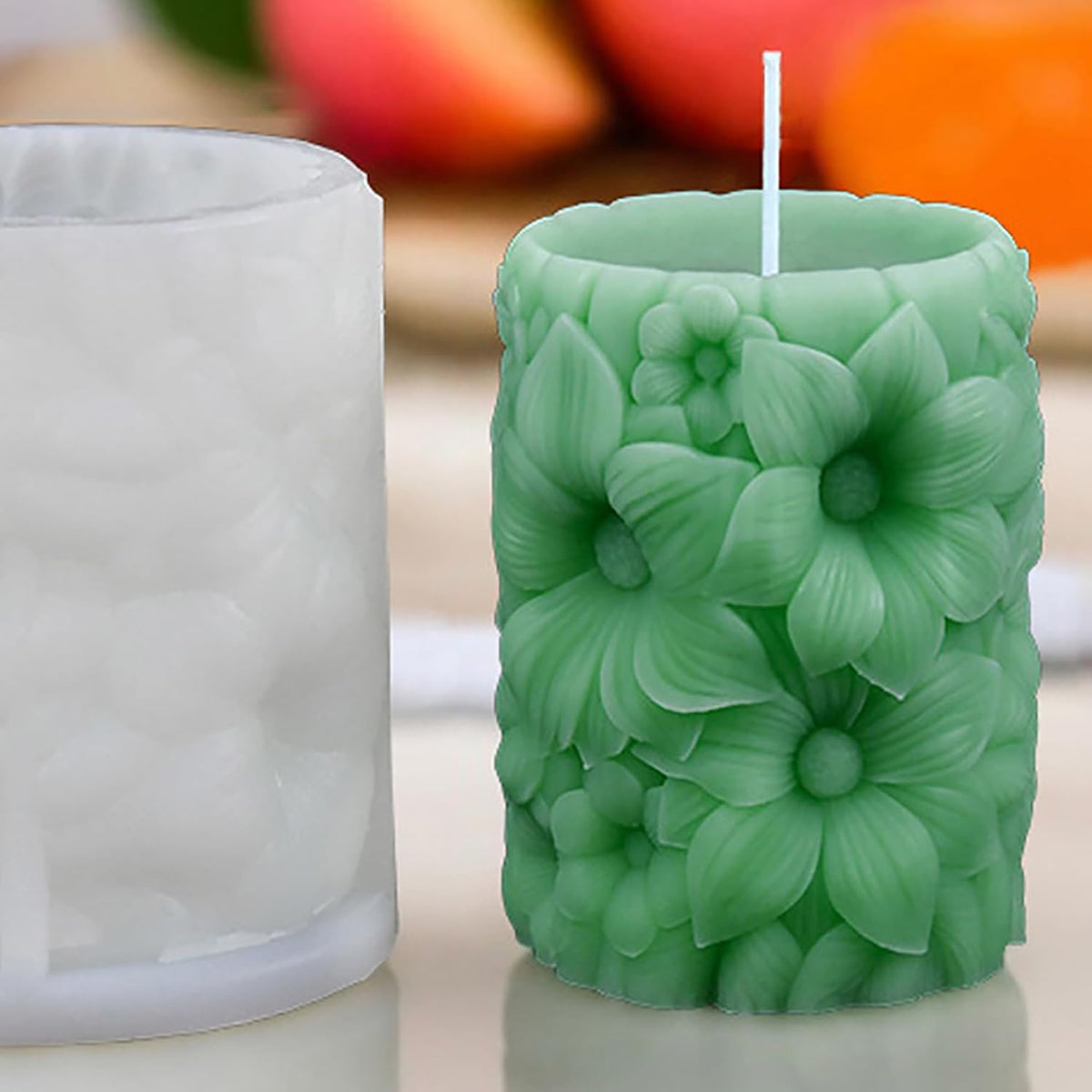 Rose Pillar Succulent Flower Silicone Wave Spiral Candle Mold - Silicone Resin Casting Molds for