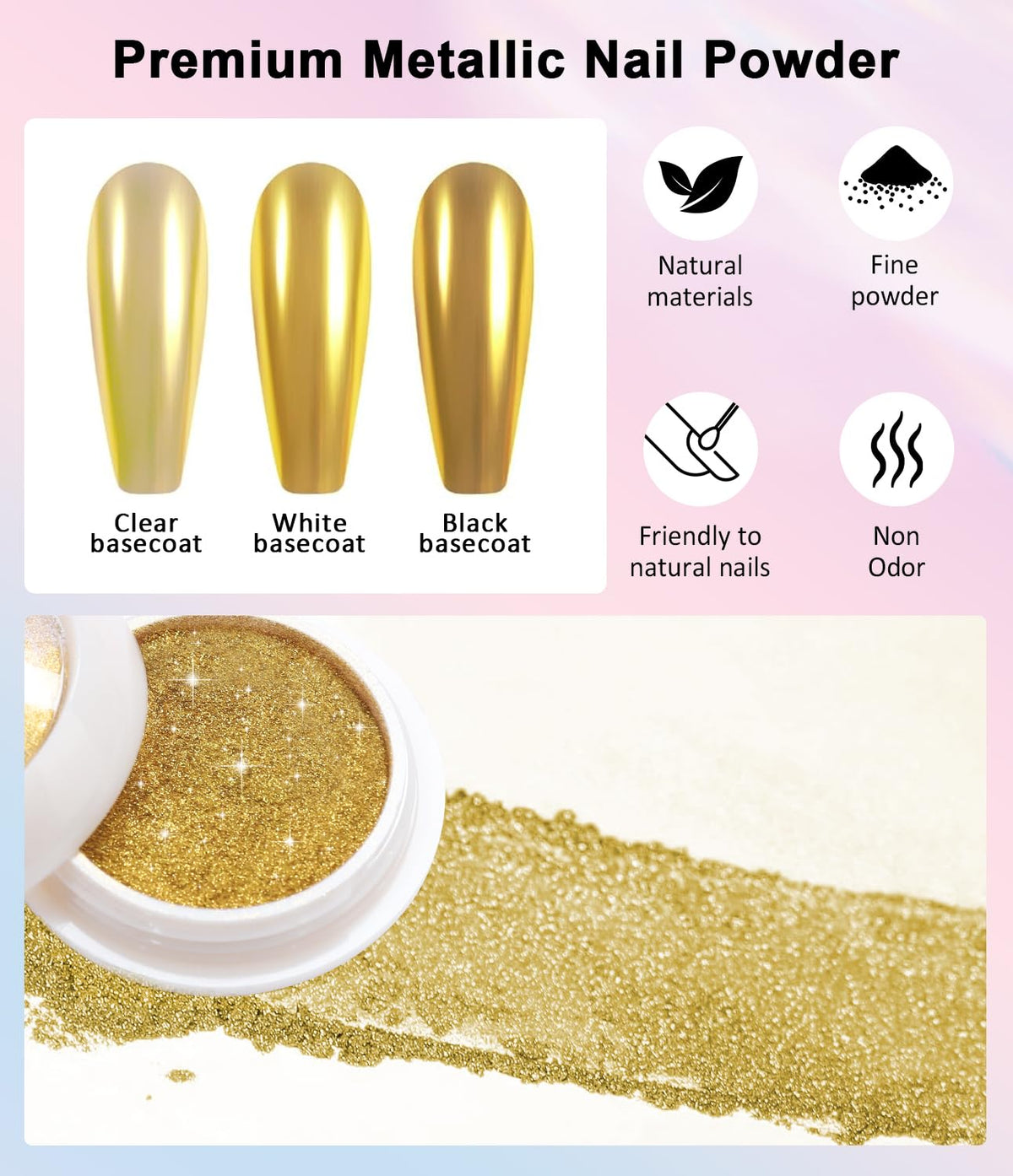 Mermaid Gold Chrome Nail Powder: 6 Colors Mirror Effec Green/Pearl Chrome Nail powder,Magic Mermaid