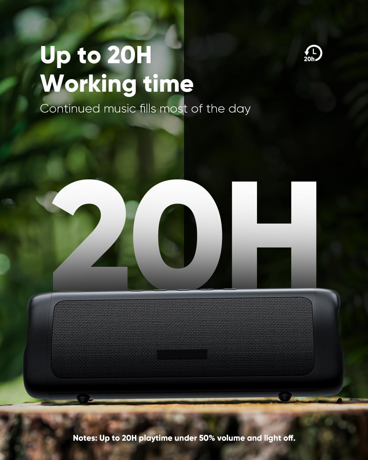 Bluetooth Speaker with HD Sound, Portable Wireless, IPX5 Waterproof, Up to 20H Playtime, TWS