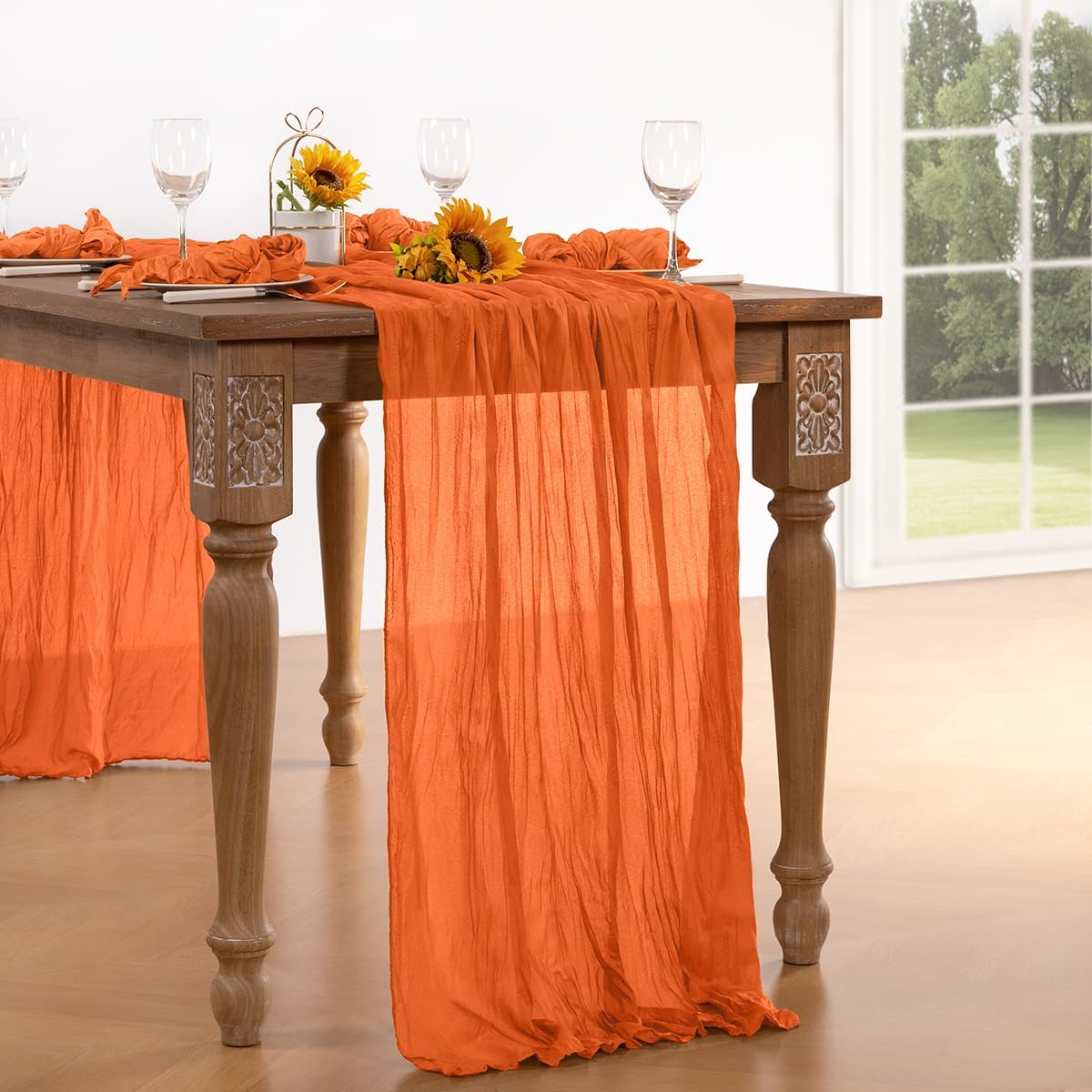 Orange Cheesecloth Table Runner Halloween Orange Table Runner Boho Gauze 120 Inches Cheese Cloth
