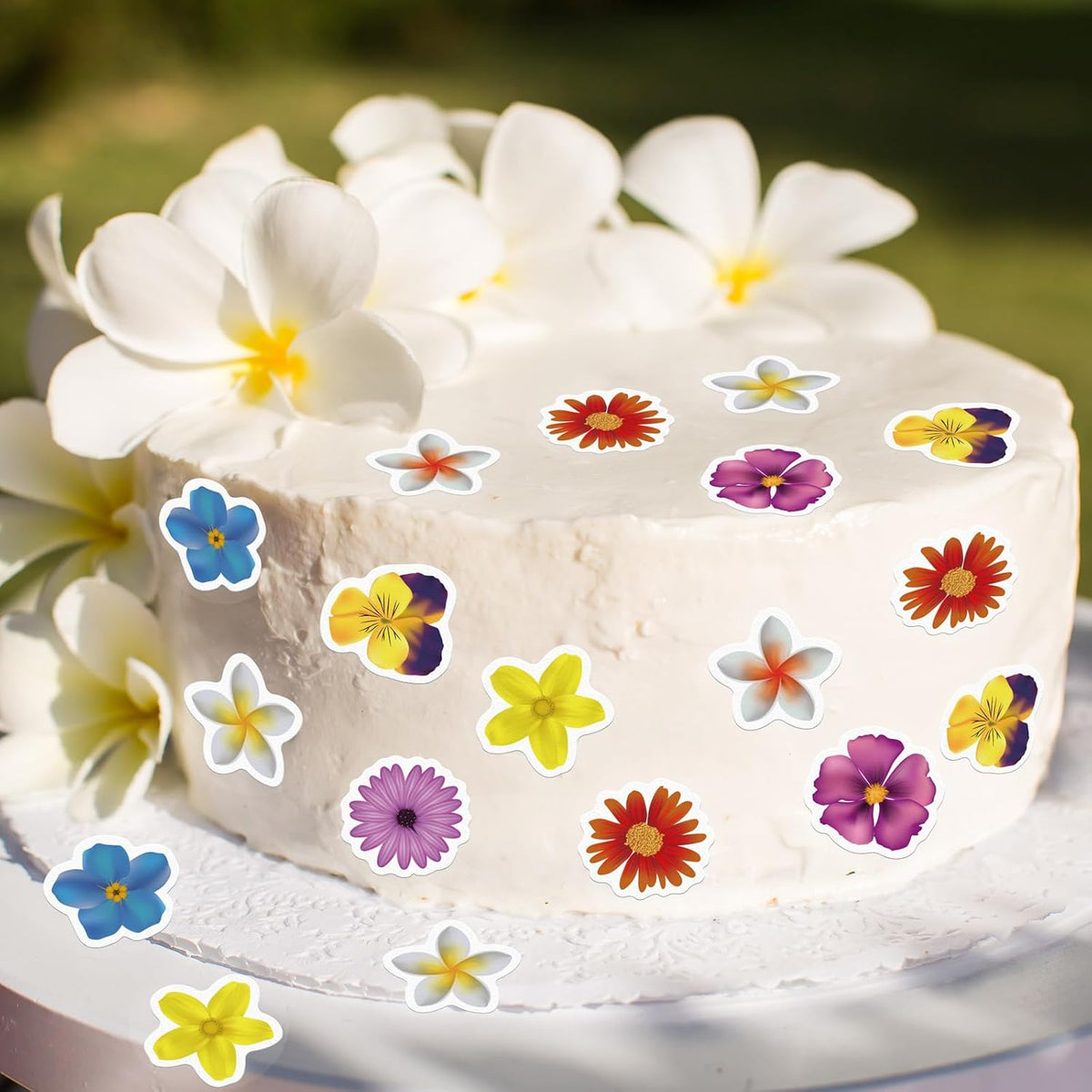 48 Edible Flowers Cupcake Toppers Edible Hawaii Flowers Cupcake Decor Wafer Paper Tropical Luau