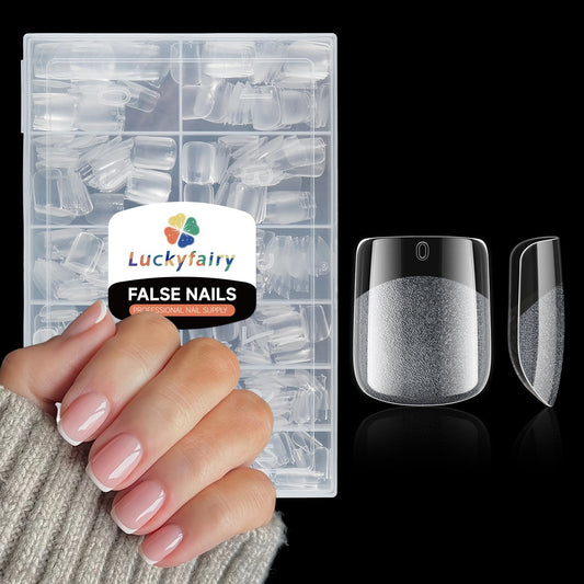 Extra Short Square Fake Nails, Soft Gel Pre-Shaped Acrylic XS Short Square Nail Tips, Half Matte