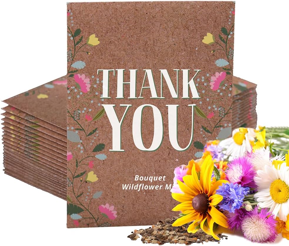 Bentley Seed Co. Thank You Natural Brown - Bouquet Wildflower Seed Packets - 25 Seed Packs