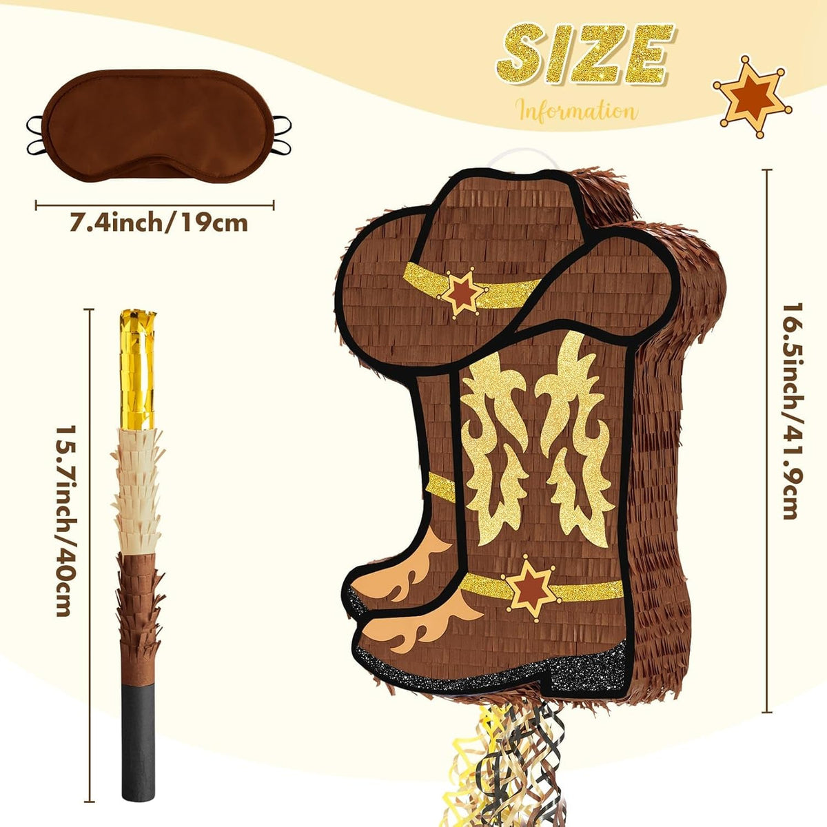 WERNNSAI Western Cowgirl Boot Piñata - Cowboy Hat Pinata Game Western World Theme Party Decorations