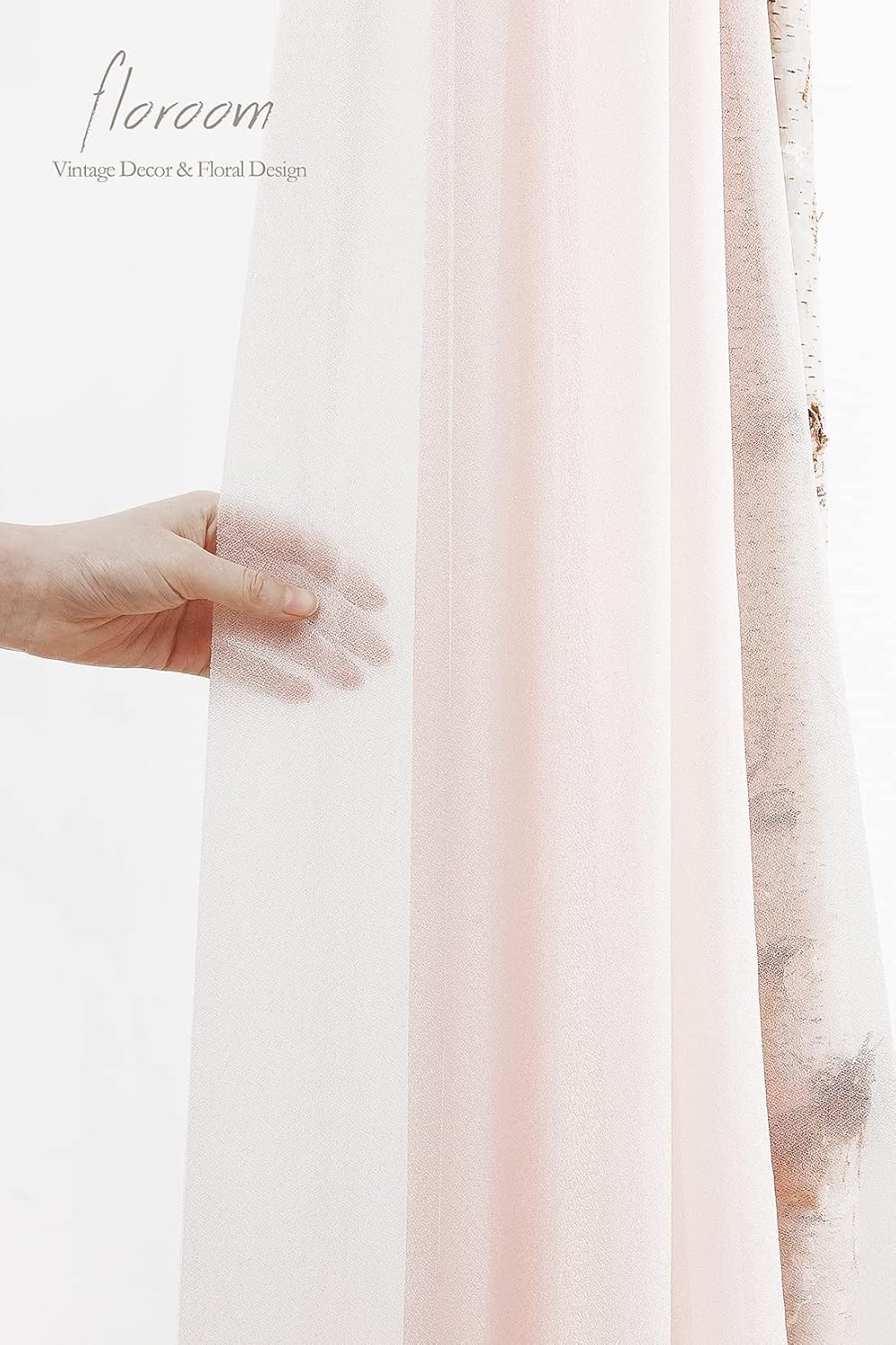 Floroom Wedding Arch Draping Fabric 2 Panels 20Ft Blush Chiffon Fabric Drapes Arbor Drapery Wedding