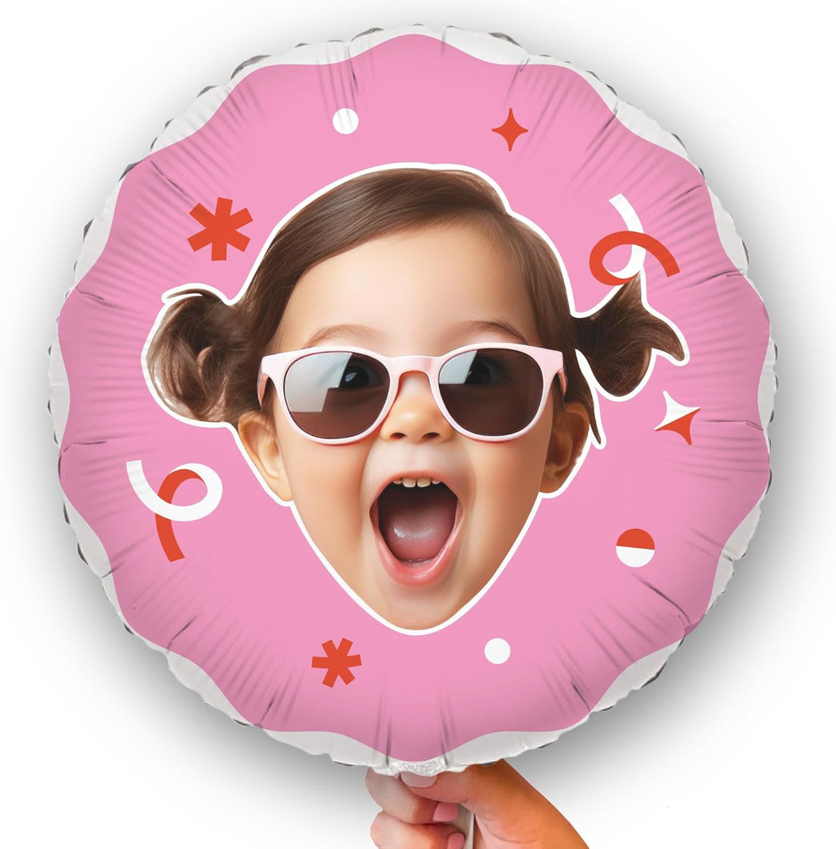Big Dot of Happiness Personalized Fun Face Photo Pink Balloons, Custom Birthday Balloons, Girl Baby