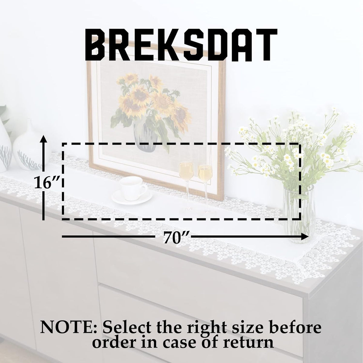 White lace Premium Rectangle Farmhouse Table Runner Waterproof OilProof SpillProof AntiShrink Soft