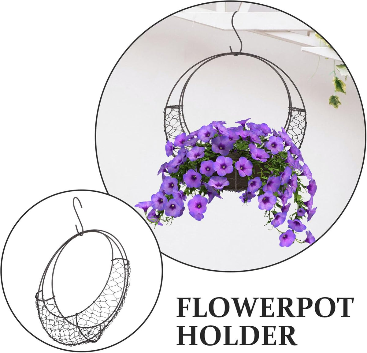 Air Plants Holders Wire Wreath Frame Hanger, 11 inch Moon Shape Wreath Form Hanging Plant Holder