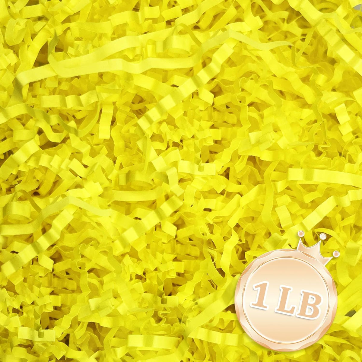 Zankubom 1 LB Fluorescent Yellow Crinkle Cut Paper Shred Filler Great for Gift Wrapping, Basket