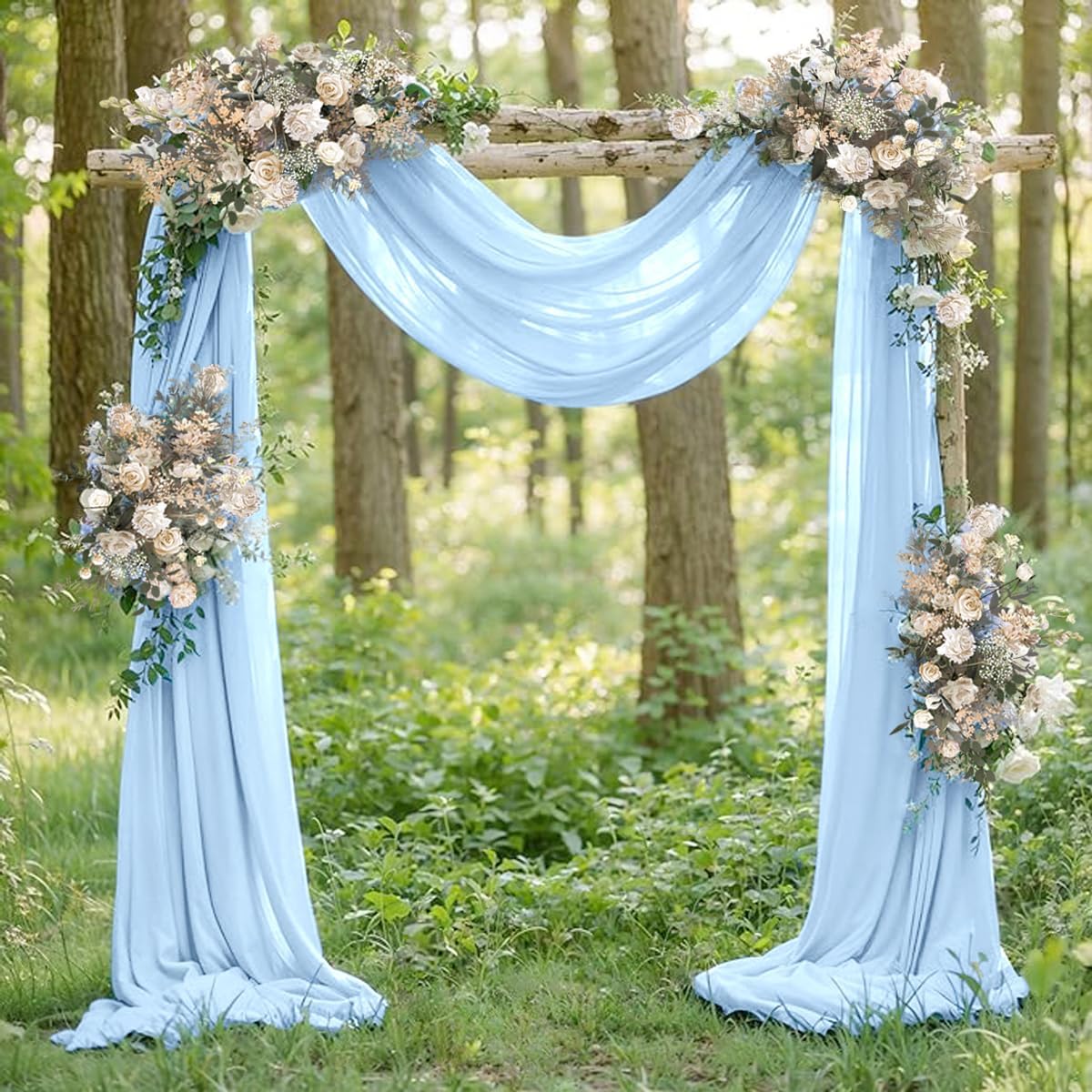 Light Blue Elegant Arch Draping Fabric Outdoor 1 Panel 29" × 20Ft Sheer Chiffon Curtain Drapes for