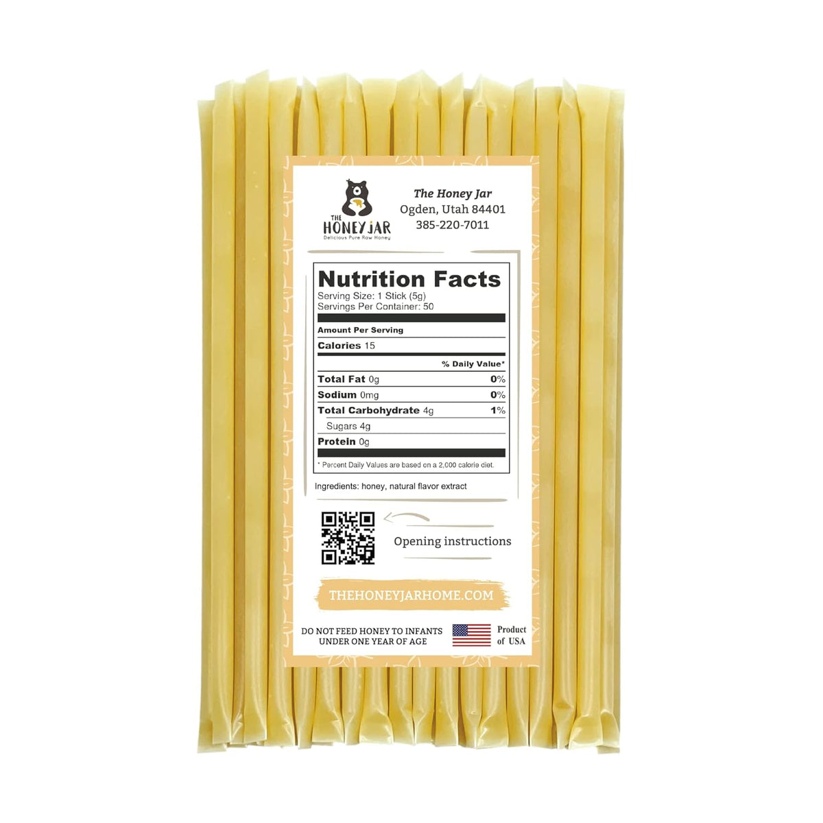 The Honey Jar Vanilla Flavored Honey Sticks - Pure Honey Straws For Tea, Coffee, or a Healthy Treat