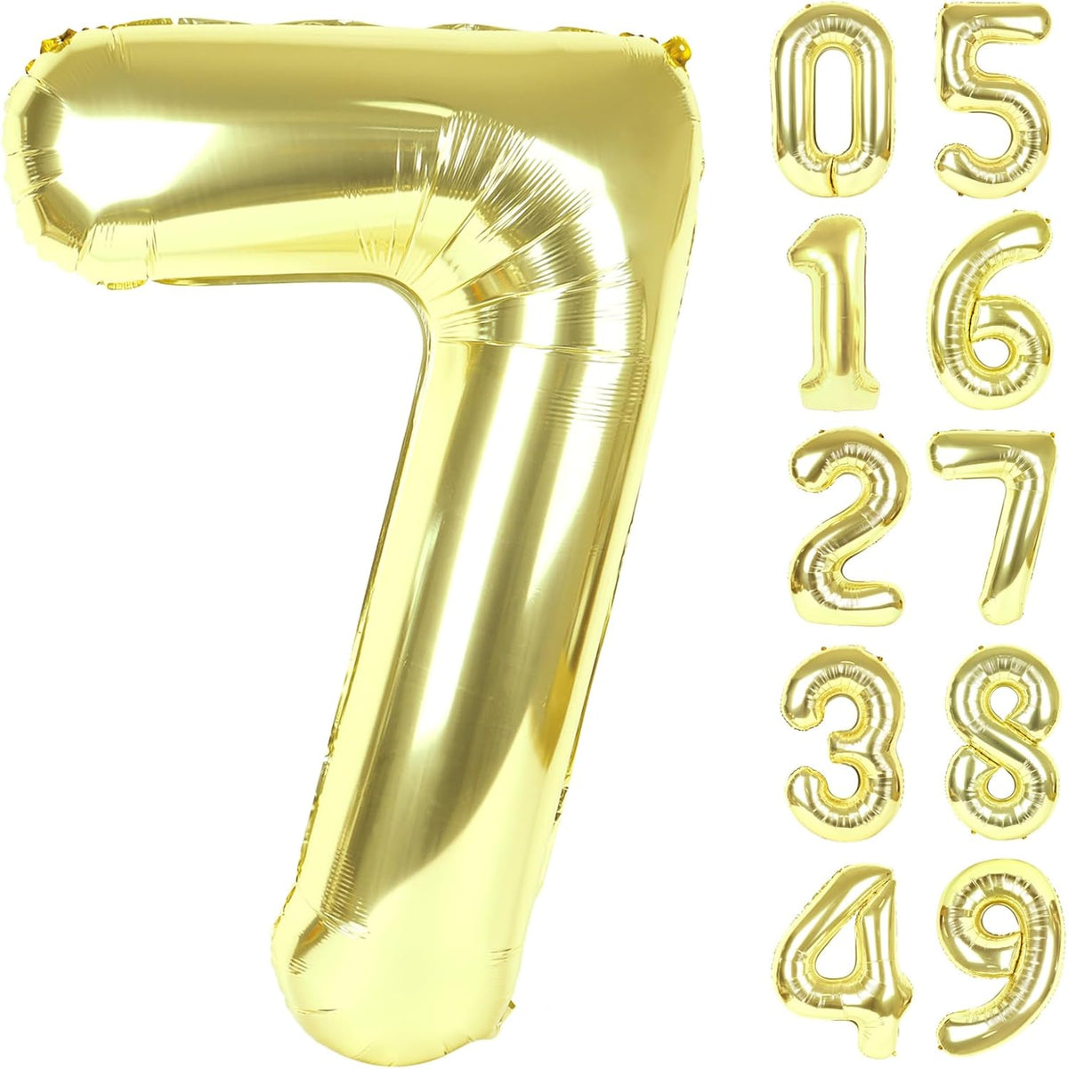 Champagne Gold Number 7 Birthday Balloon 40 Inch, Digital Balloons for 7 17 27 70 77 Party