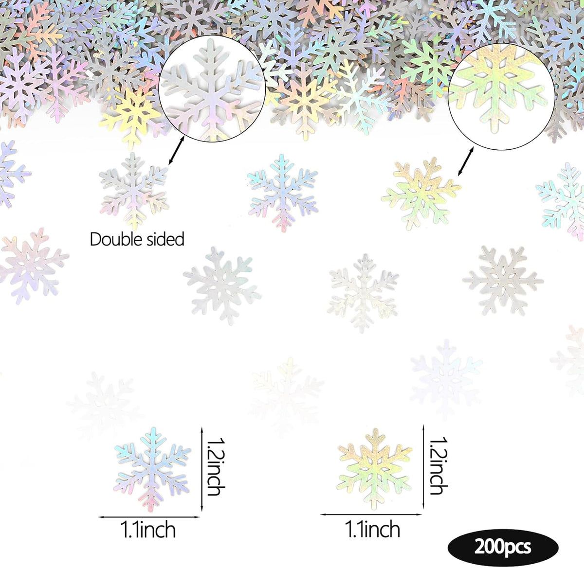 200PC Iridescent Snowflakes Confetti for Winter Wonderland Party Decorations Snowflake Table