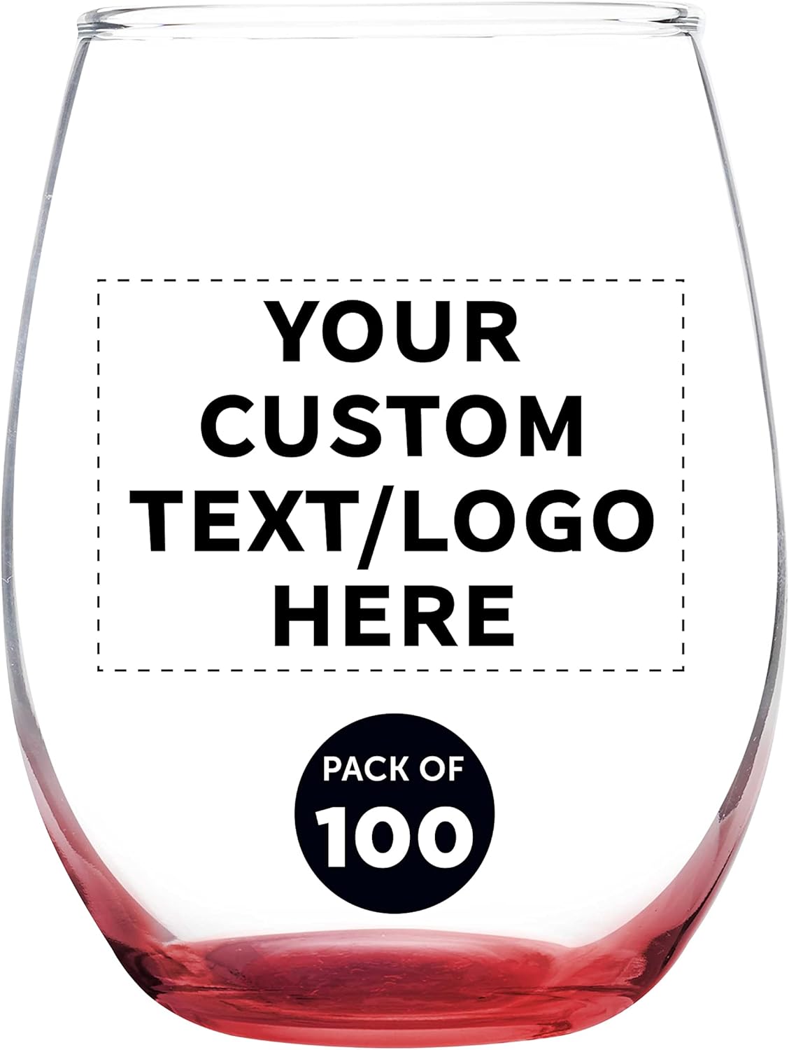 Custom Stemless Wine Glass 9 oz. Set of 100, Personalized Bulk Pack - Great for Wedding Favors