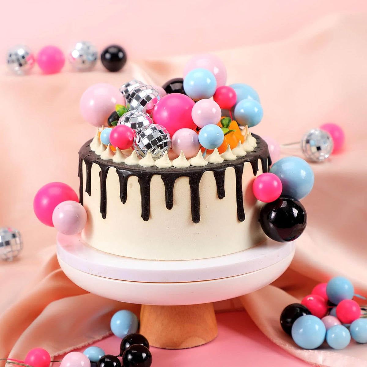 108 Pcs Balls Cake Topper DIY Cupcake Insert Foam Balloons for Cake Baking Wedding Anniversary