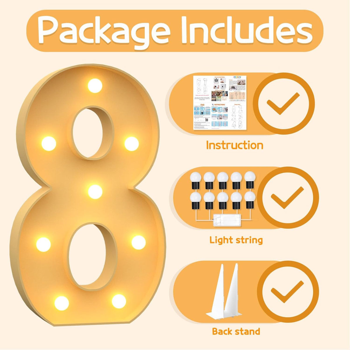 Marquee Numbers 3 Feet Tall Large Light Up Numbers 8th 18th 80th Birthday Decorations Girl Boy Big