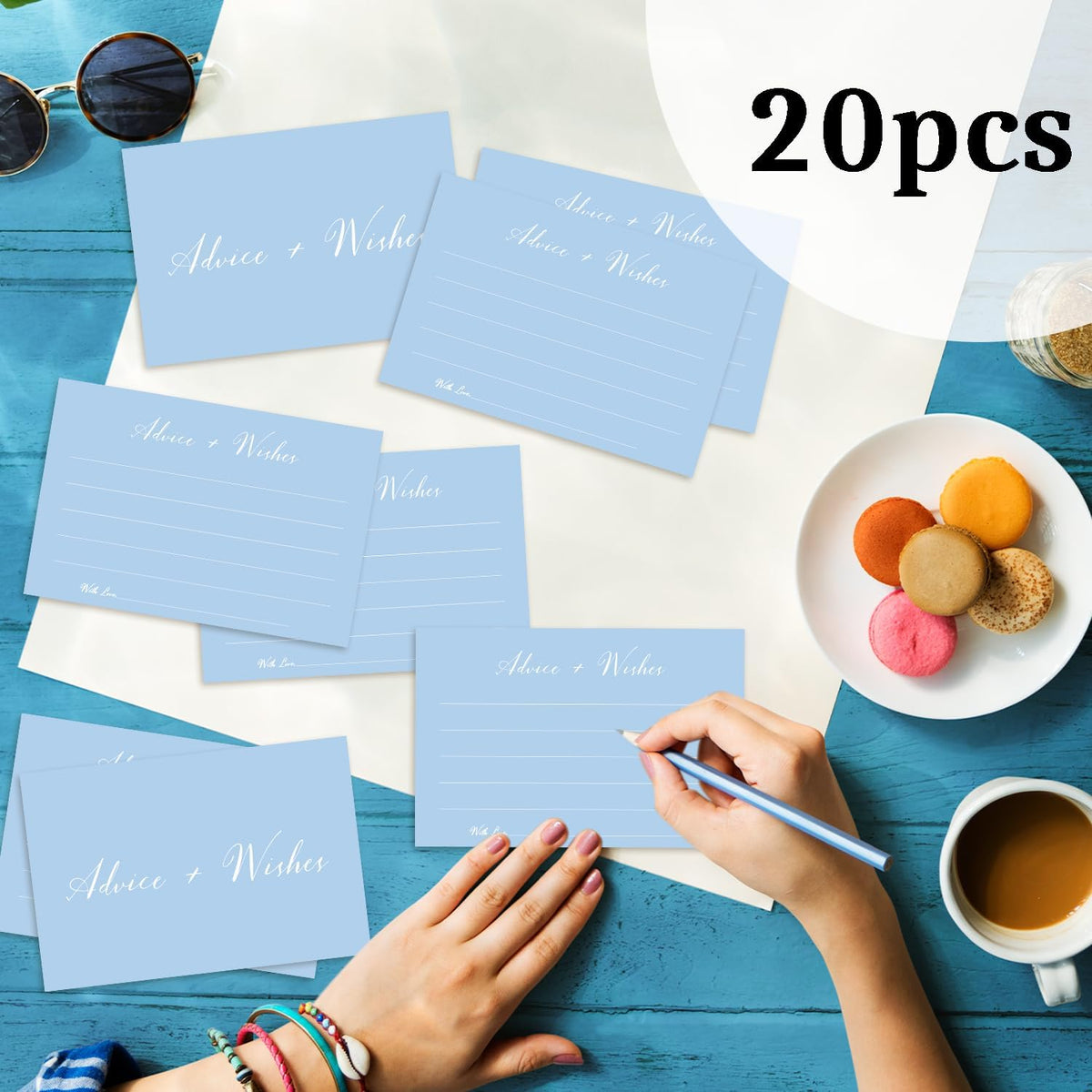 Blue Advice And Wishes Cards, Advice Cards For Bridal, Wedding, Baby Shower, Mr And Mrs