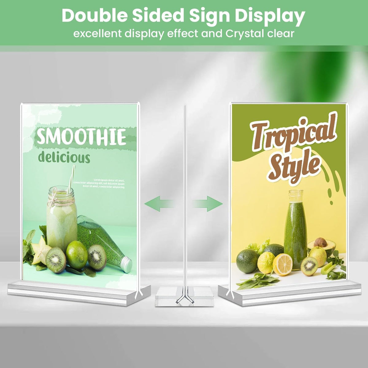 Acrylic Sign Holder 4x6, 21 Pack Clear Table Menu Vertical Double Sided Display, Plastic Menu Stand