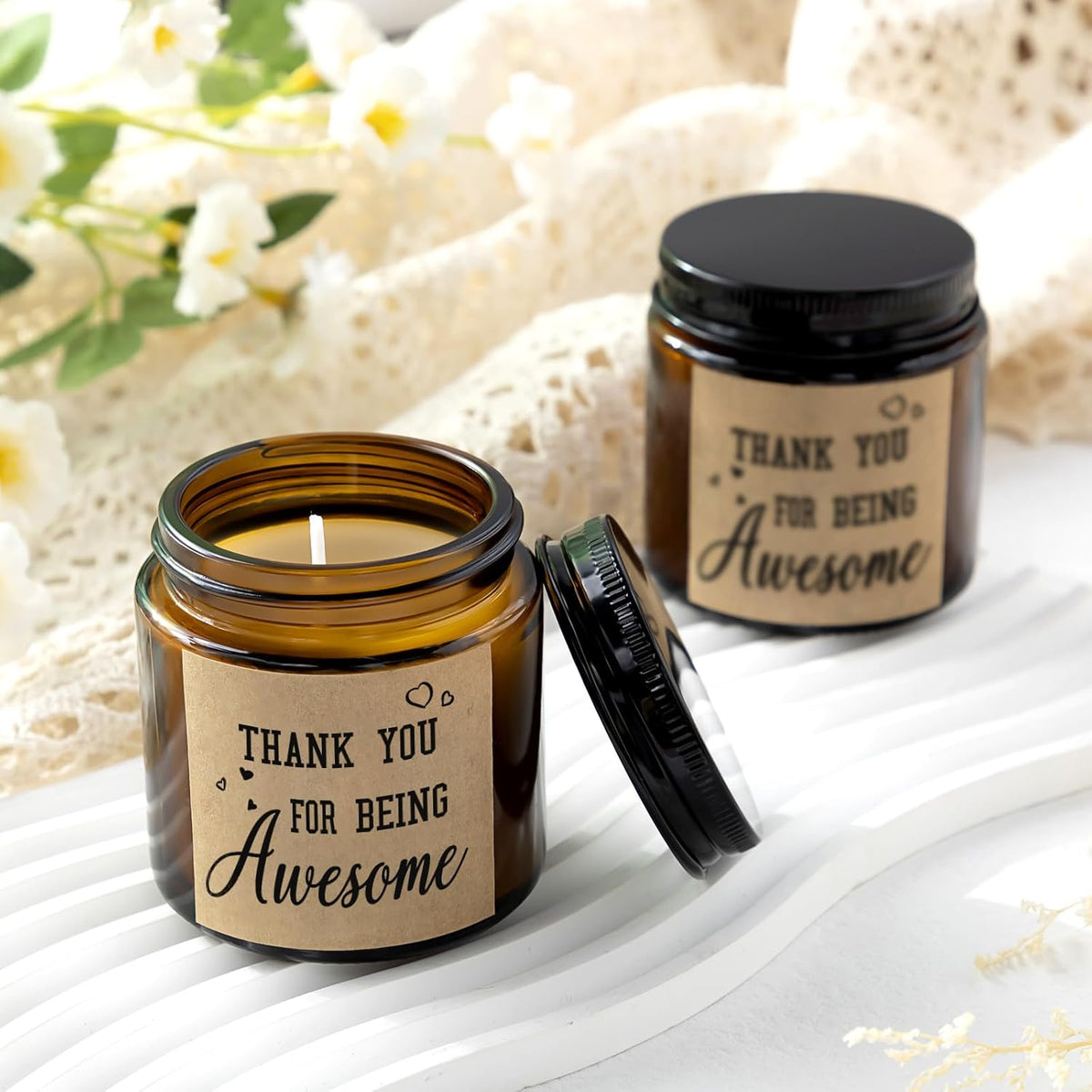 MTLEE 20 Pcs Thank You Gifts Candles 3.5 oz Employee Appreciation Inspirational Scented Soy Wax