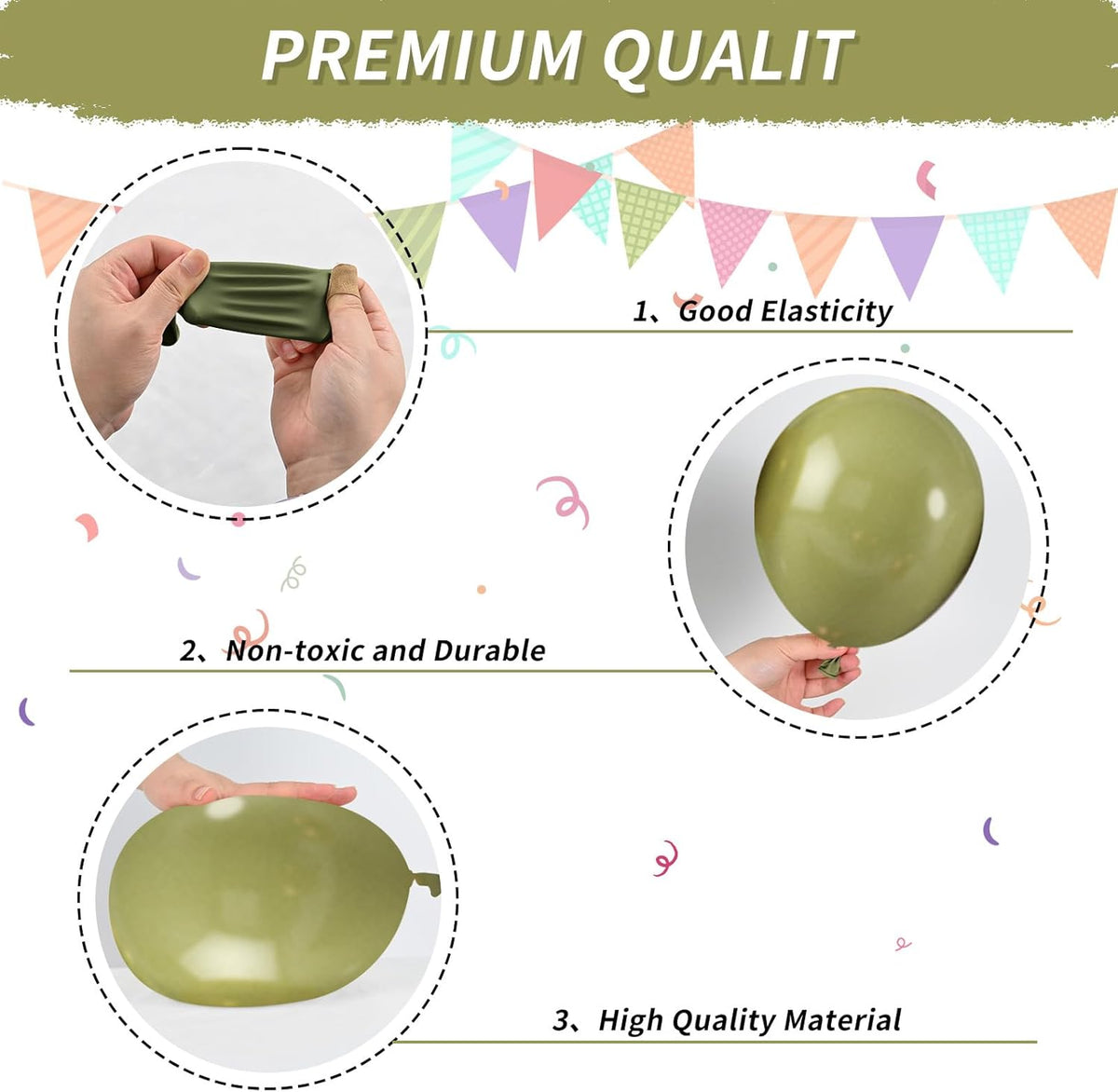 Sage Green Balloons, Sage Balloons Retro White Pearl Light Green Balloon, White Sand Gold Confetti