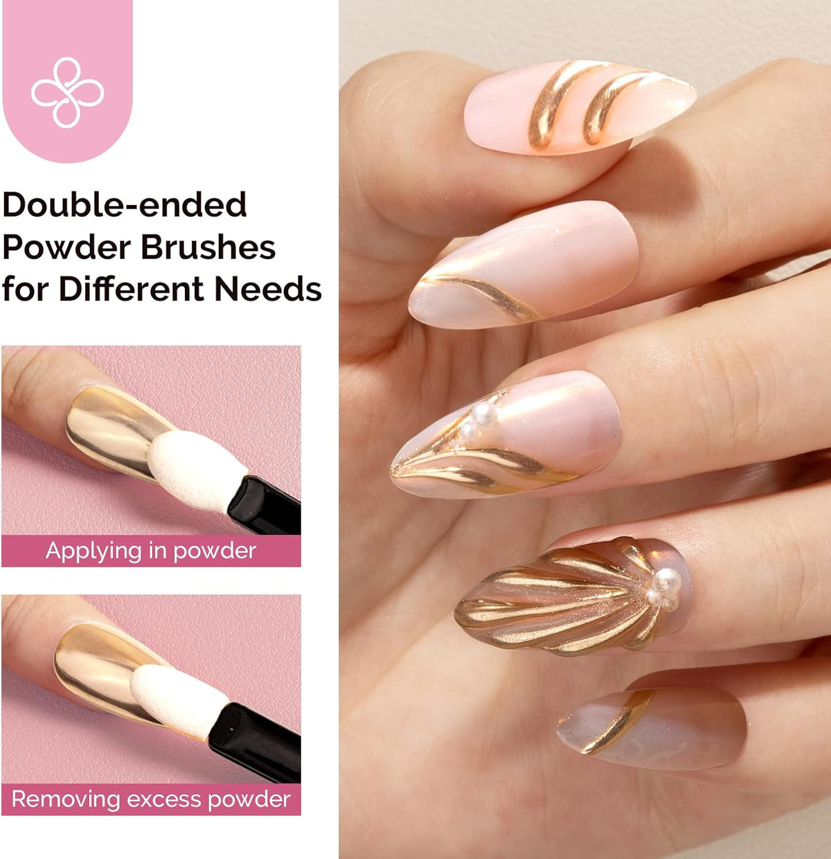 MelodySusie 4Pcs Chrome Nail Powder for Gel Nails, Aurora Fine Glitter Powder Mirror Effect Pigment
