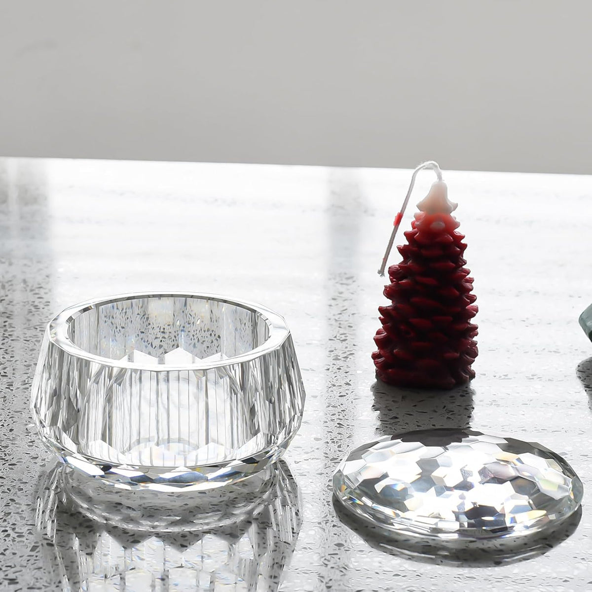 Crystal Jewelry Jar with Lid, Crystal Wedding Candy Buffet Jar, Home Decoration Party Cotton Swab
