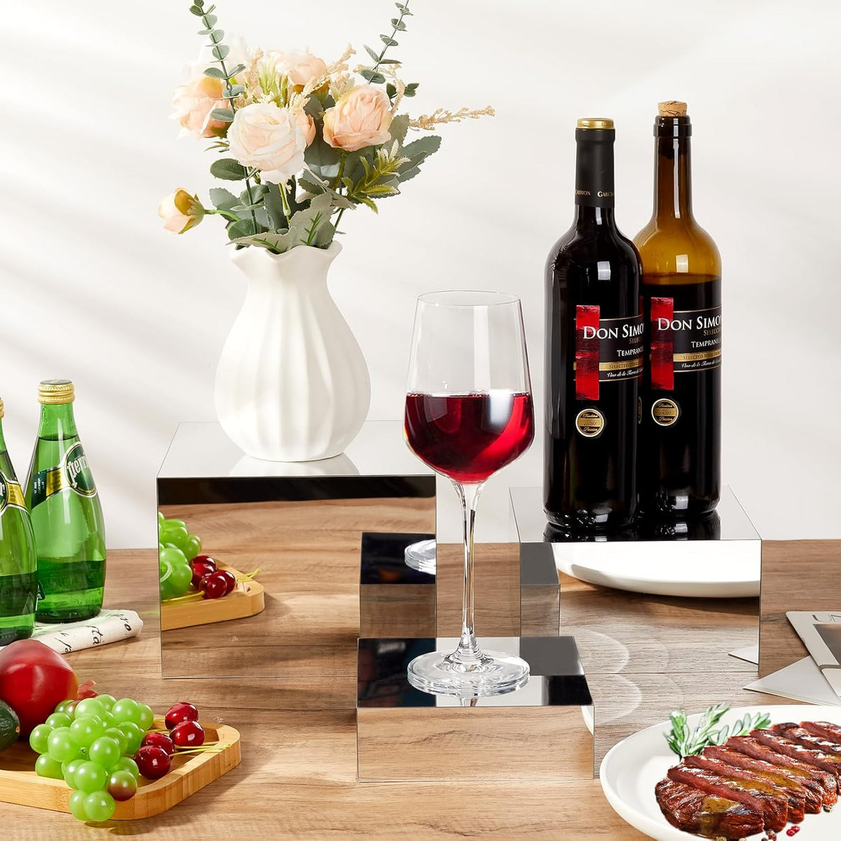 3 Pcs Acrylic Risers for Display, Acrylic Cube Box Food Display Risers Stand Shelf for Catering