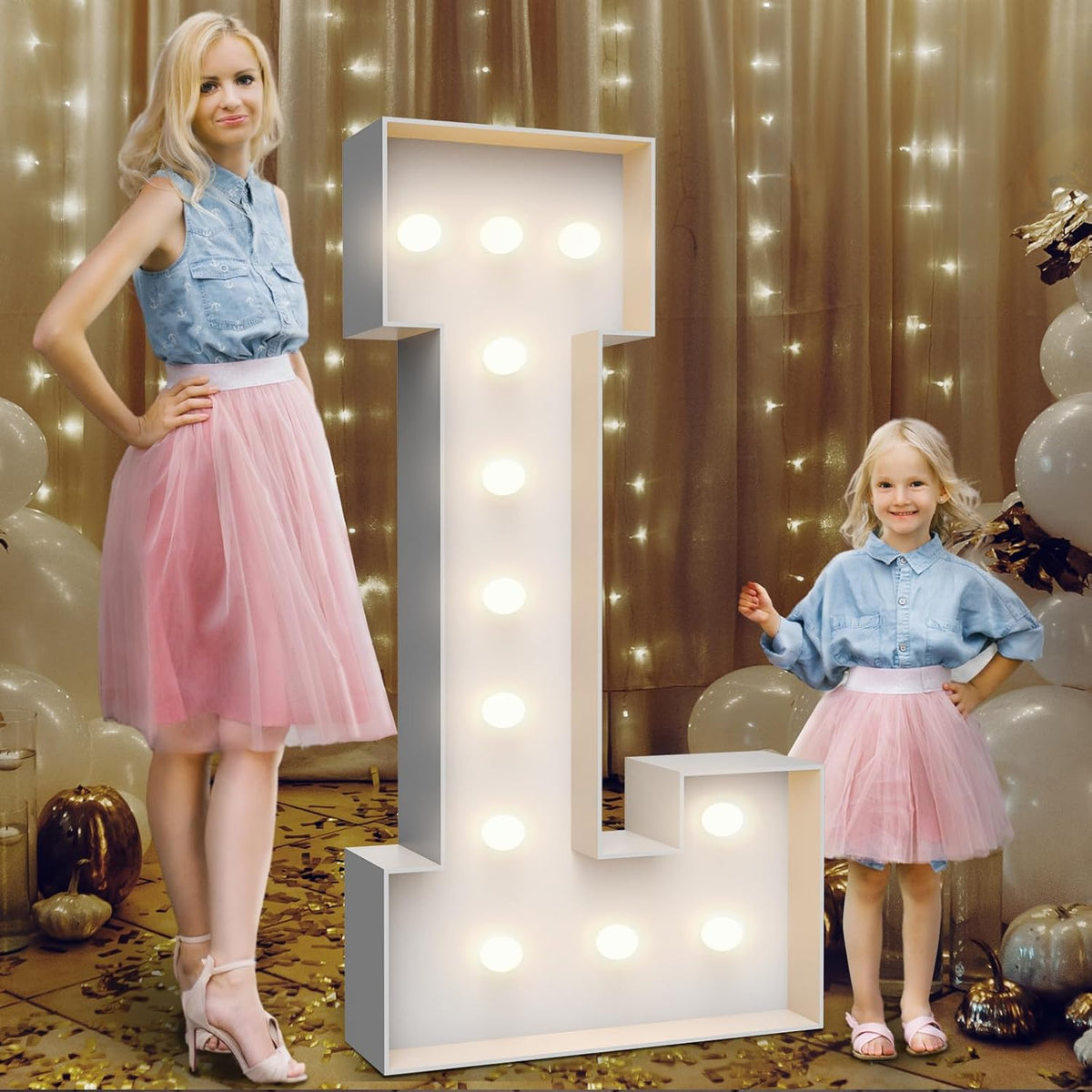 4FT Marquee Light Up Letters L,Party Decoration Large Marquee Light Up Letters with Weighted Water