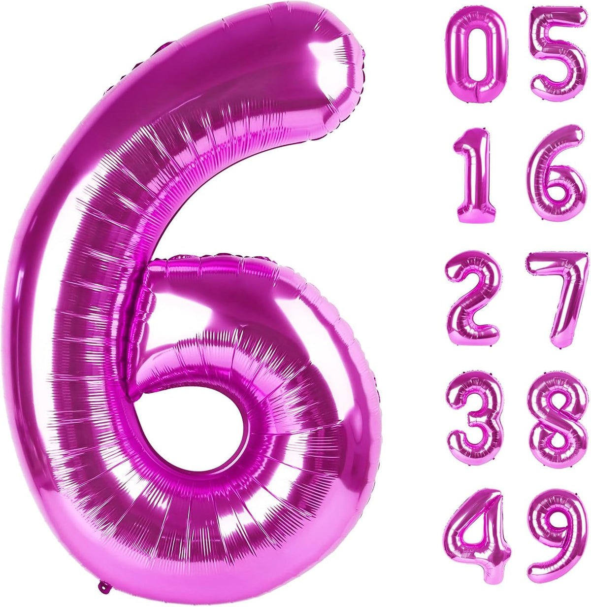 40 Inch Rosy Purple Mylar Foil Number 6 Birthday Balloon, Digital Balloons for 6 16 Boy Girl Party