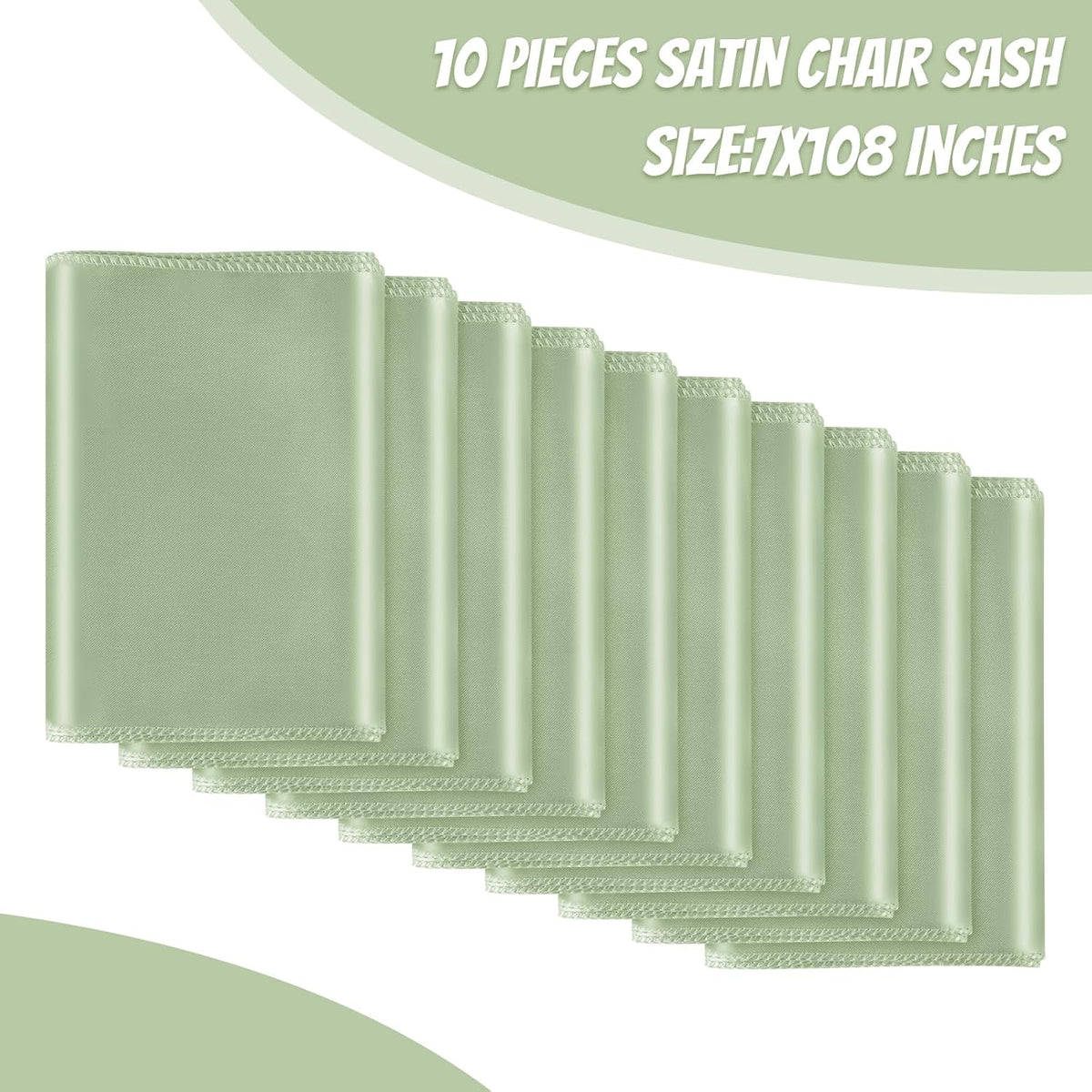 10 PCS Sage Green Satin Chair Sashes Bows Universal Chair Ribbon Ties Back Sash for Wedding Party