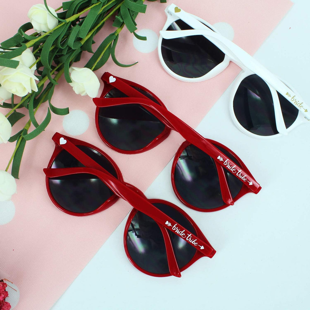LADY&HOME Bachelorette Party Cat Eye Sunglasses - Bridesmaid & Bridal Shower Supplies, 10pcs Round