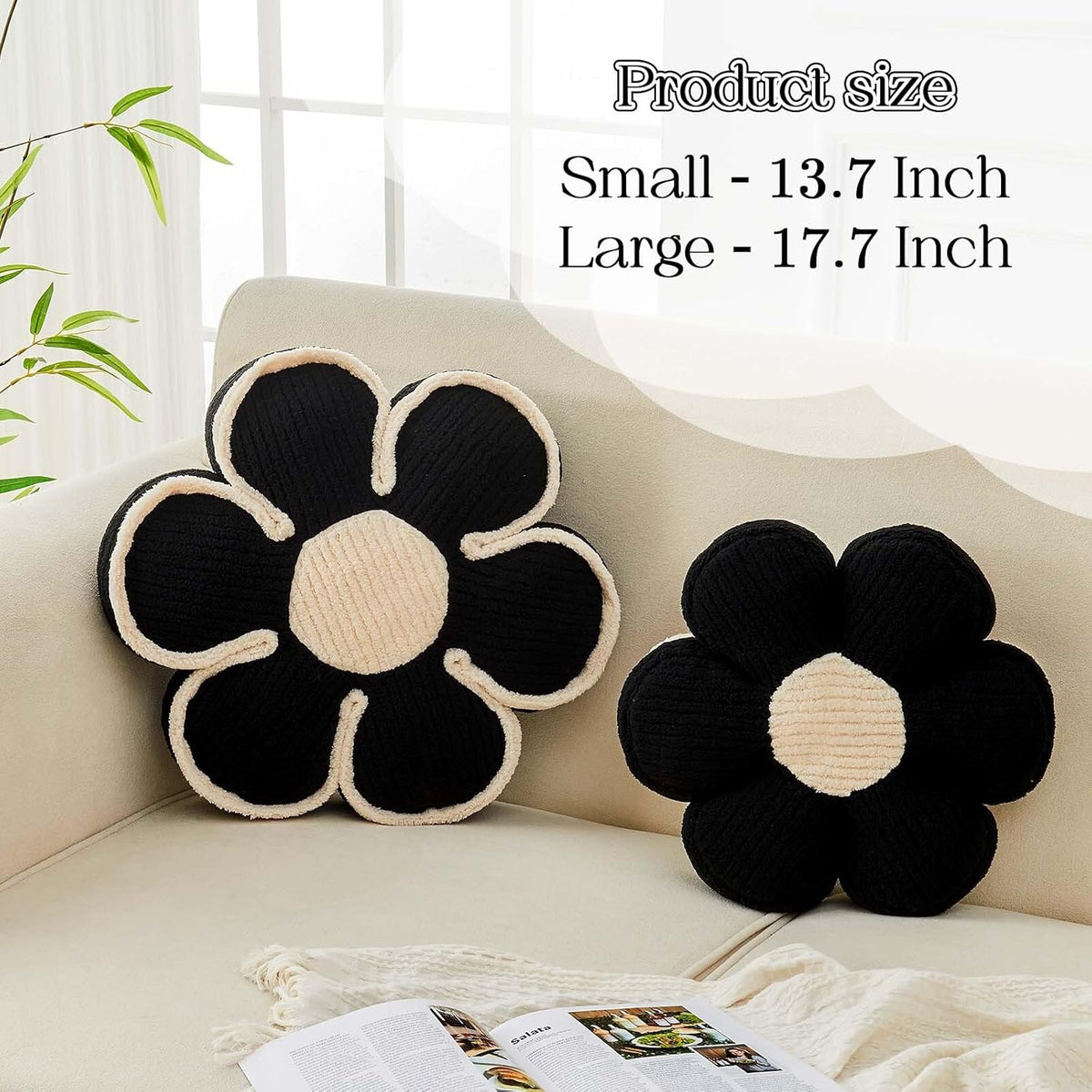 Flower Pillow, Soft Flower Decorative Throw Pillow, Cute Daisy Flower Shaped Seating Floor Cushion