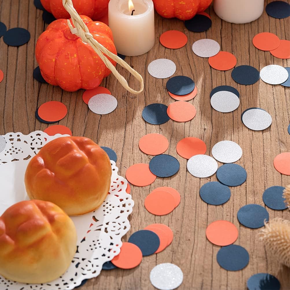 Orange Navy Blue and Silver Glitter Confetti Table Decoration for Graduation Birthday Galaxy