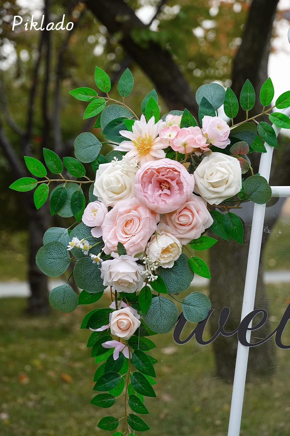 Faux Flower Swag Set of 2 for Wedding Welcome Signs Floral Swag Wedding Reception Ceremony Signs