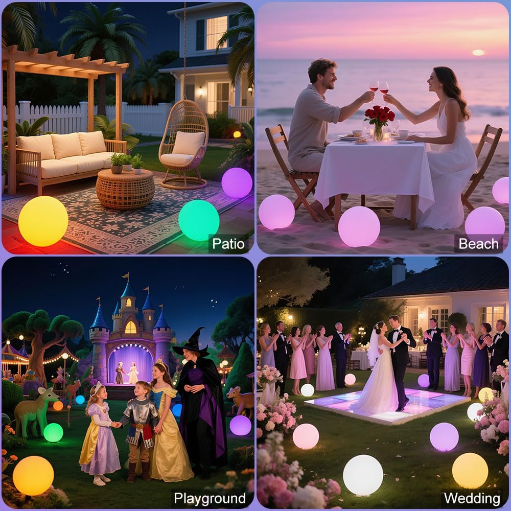 10-in Glowing LED Ball Light, Dimmable 16 RGB Color 4 Mode Glowing Orb Lights w/Remote
