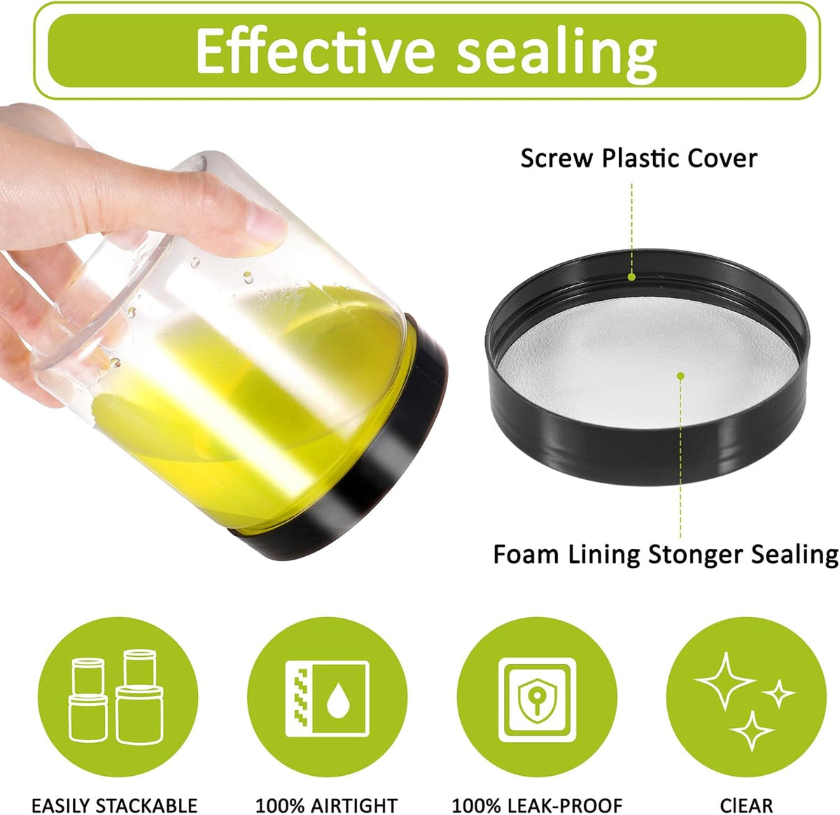 12pcs Plastic Jars with Lids 16 oz & 8 oz & 4 oz, Leakproof Storage Containers Clear Plastic Mason