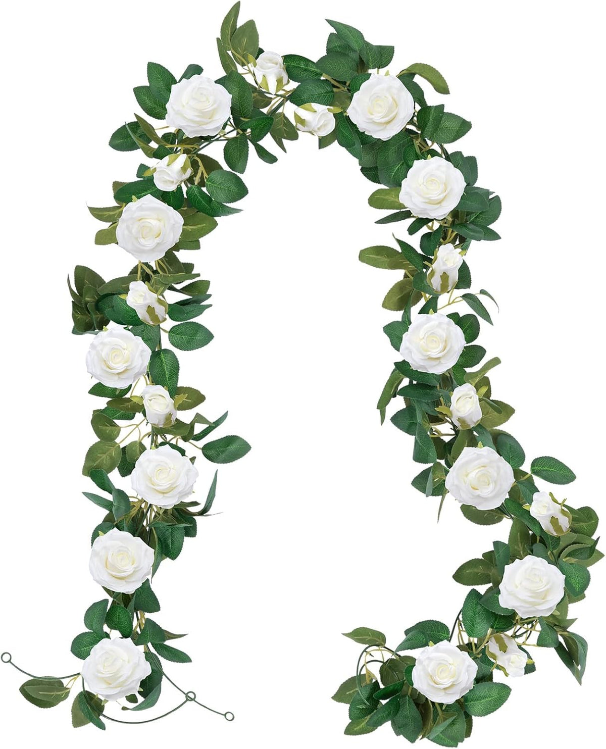 U'Artlines 3 Pack Artificial White Rose Vines Floral Garlands Total 19.5 Ft Fake Vine Silk Flower