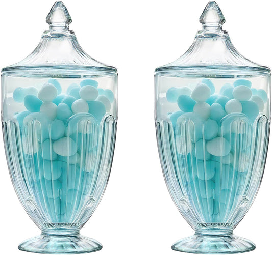 ZEERSHEE 2 Pack 26oz Glass Candy Jars with Lids Clear Decorative Storage Jar for Candy Cookies