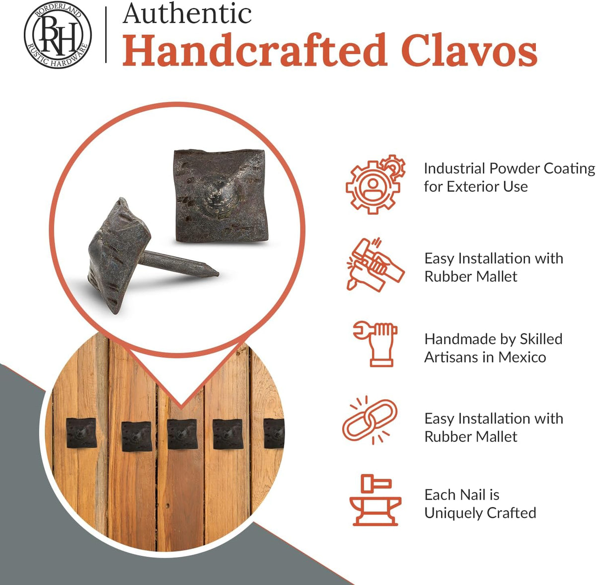25 Pack 0.75" Square Head Iron Clavos Decorative Nails – Unfinished – Handmade Rustic Square
