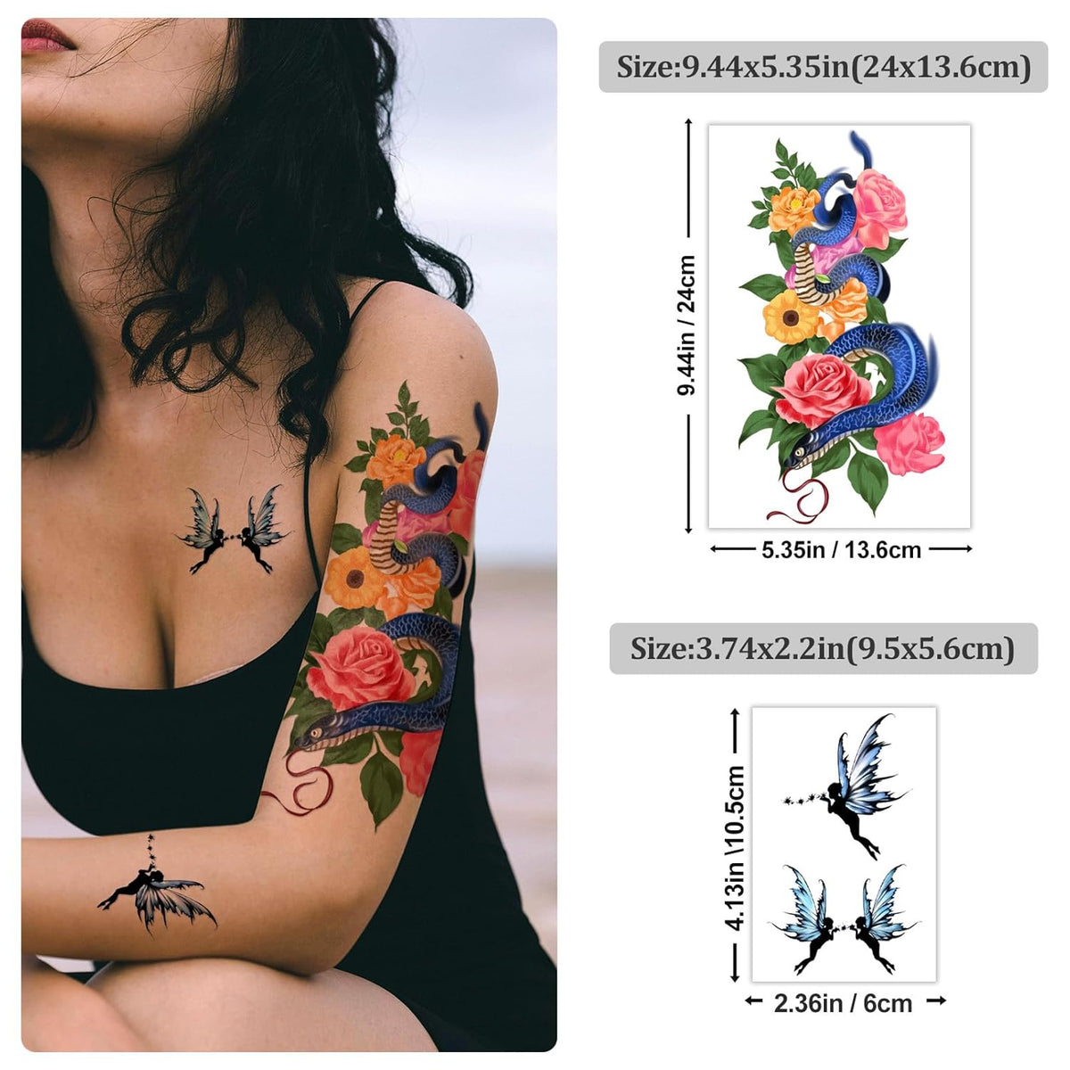Yazhiji 49 Sheets Temporary Tattoos for Women and Men 3D Extra Large Waterproof Sexy Flowers Fake