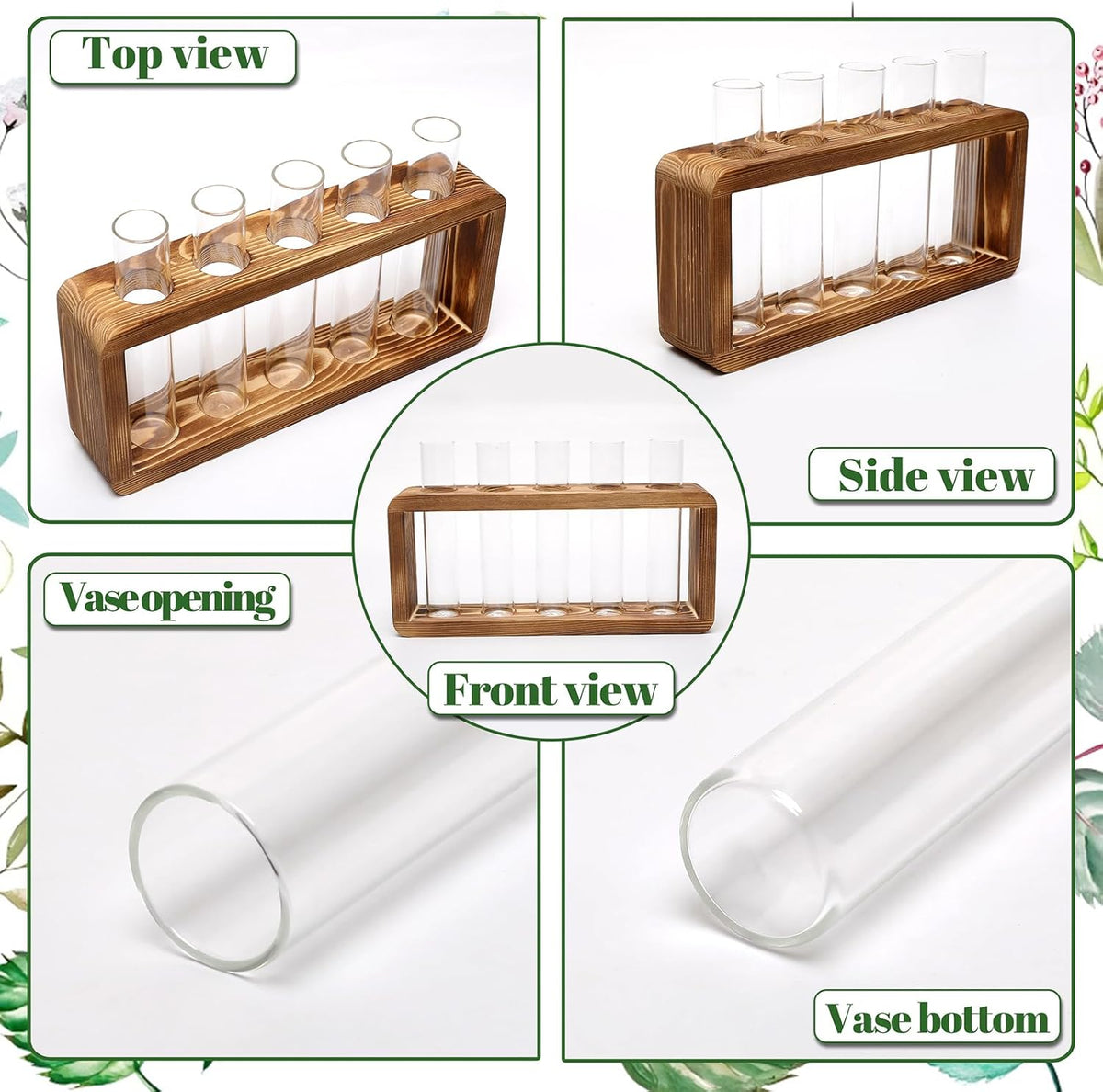Glass Plant Propagation Station with 5 Test Tubes Colorful Planter Vase Birthday Gifts for Women